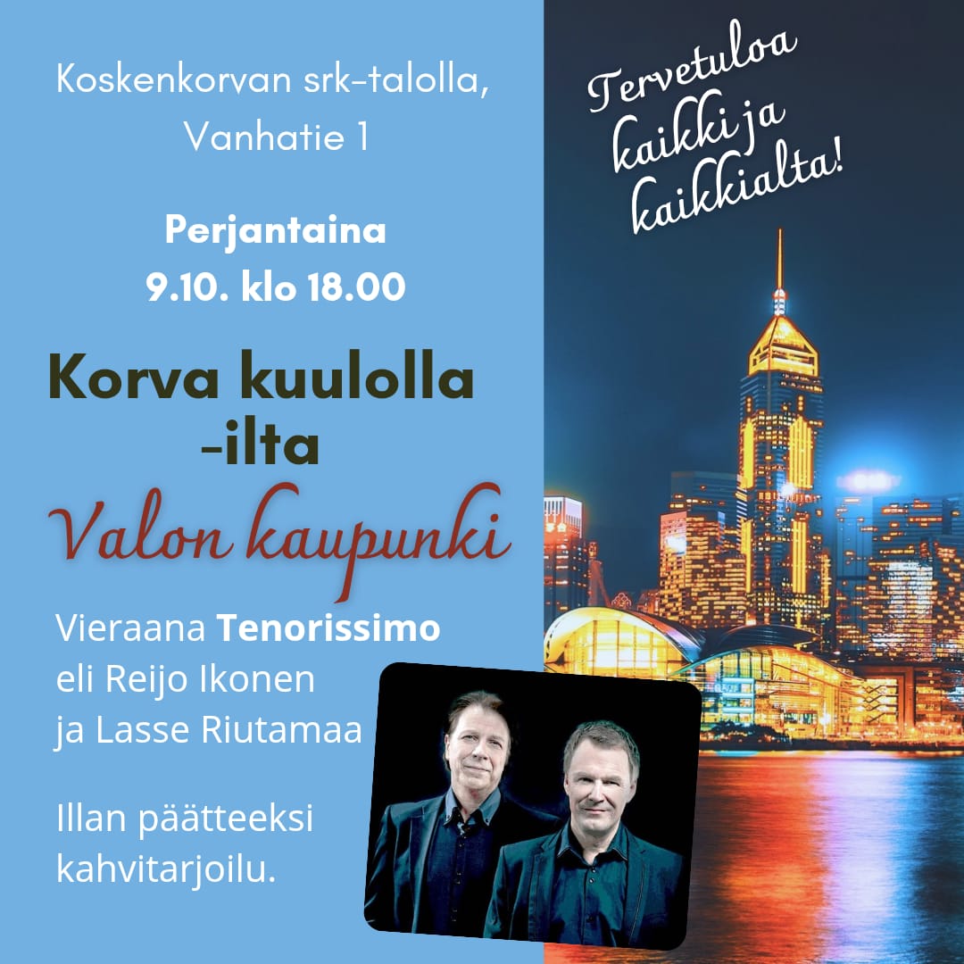 Korva kuulolla -ilta 9.10.2026