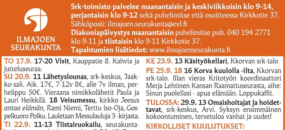 Uusimmat seurakuntauutiset
